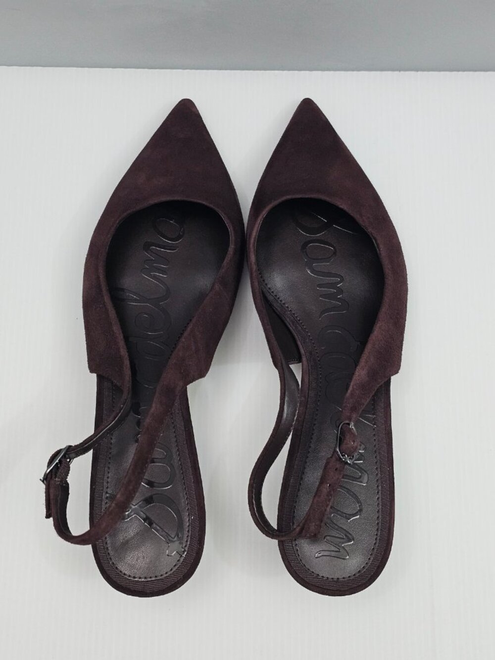 Sam Edelman Finch Slingback Pumps Womens 9 Brown Suede Kitten Heel Pointed Toe - Picture 8 of 15